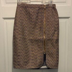 J. Crew Elegant Pencil Skirt with Gold Zipper